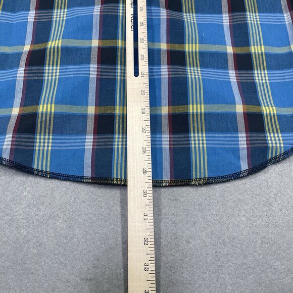 Wrangler Shirt Mens Medium Blue Western Tartan Plaid Pearl Snap Button Up NEW - Picture 9 of 11